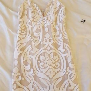 XS White/Nude Floral Bodycon Dress